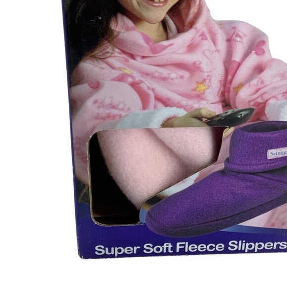 Snuggie Super Soft Fleece Slippers Booties Big Kid 13-1 13 1 Pink Skid Resistant - Picture 2 of 7